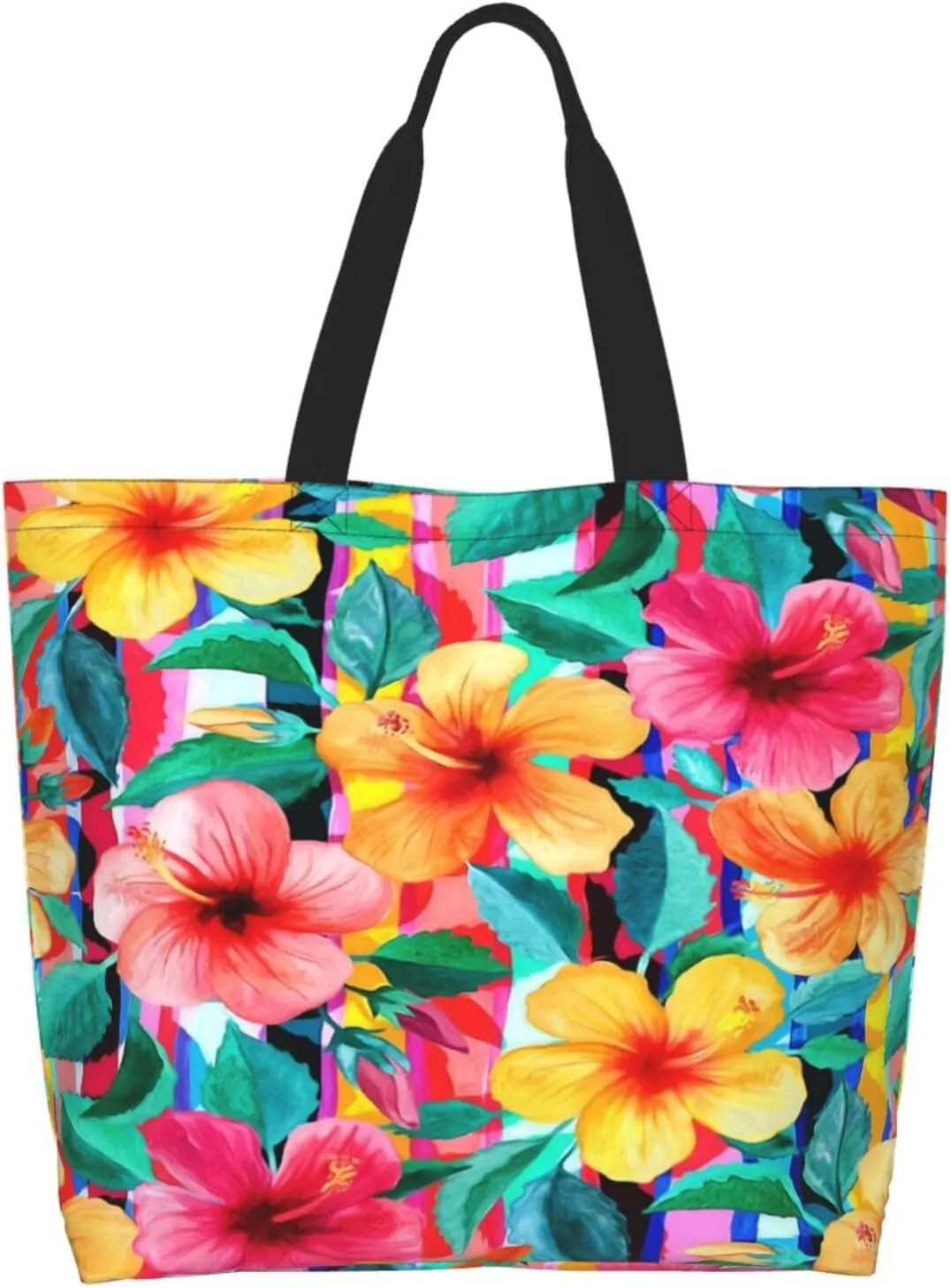 Hawaii Hawaiian Flower Tote Bag Reusable Shopping Bag Grocery Bags Fashion Shoulder Bag for Women Men