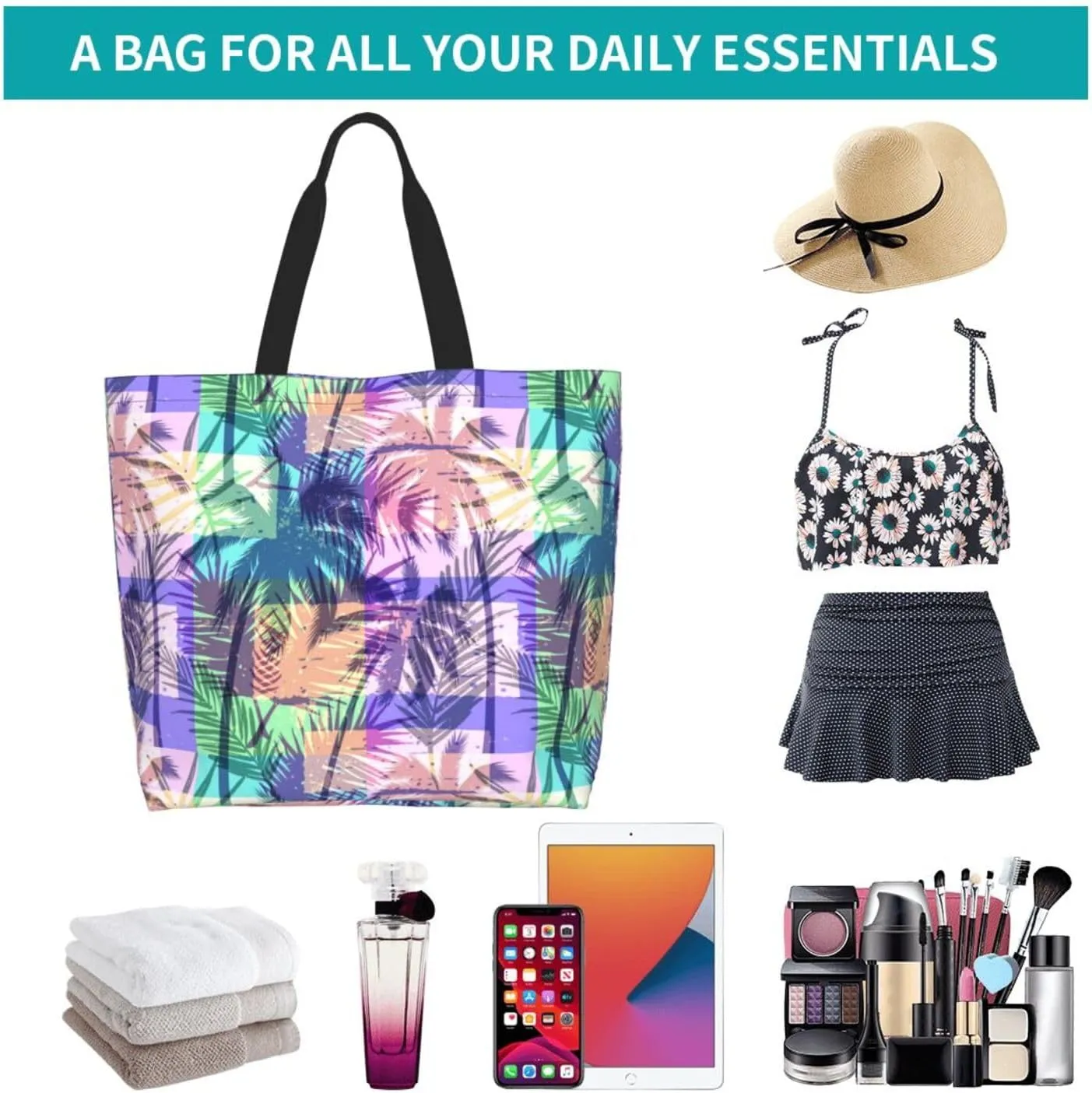 Hawaii Hawaiian Flower Tote Bag Reusable Shopping Bag Grocery Bags Fashion Shoulder Bag for Women Men