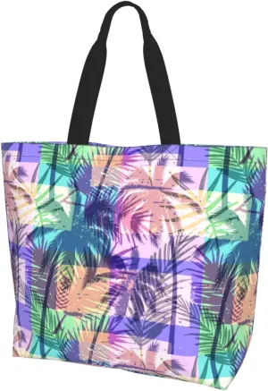 Hawaii Hawaiian Flower Tote Bag Reusable Shopping Bag Grocery Bags Fashion Shoulder Bag for Women Men