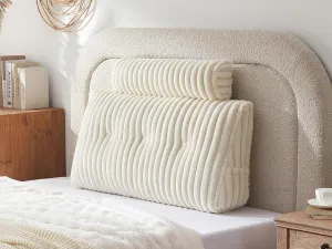 Headboard Pillow   A Long Neck Roll Pillow Body Pillow，Faux Fur Headboard Wedge Pillow with Removable Cover (Beige, Twin：39x8x20 inches)
