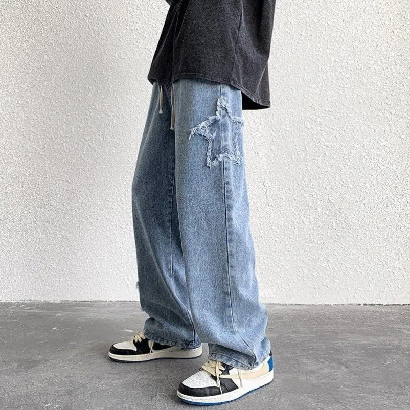 High Street Vibe Jeans Men's American Fashion Brand Retro Washable Design Sense Pants ins Fashion Casual Pants