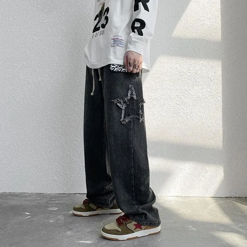 High Street Vibe Jeans Men's American Fashion Brand Retro Washable Design Sense Pants ins Fashion Casual Pants