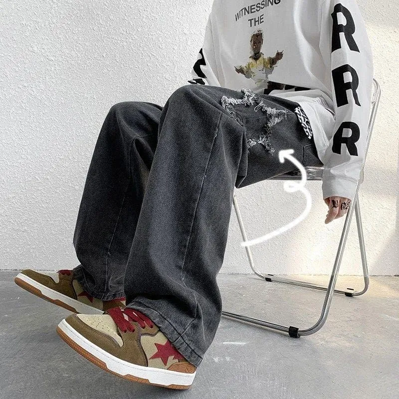 High Street Vibe Jeans Men's American Fashion Brand Retro Washable Design Sense Pants ins Fashion Casual Pants