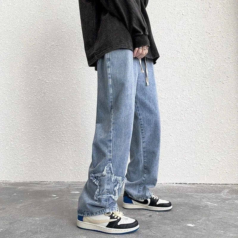 High Street Vibe Jeans Men's American Fashion Brand Retro Washable Design Sense Pants ins Fashion Casual Pants