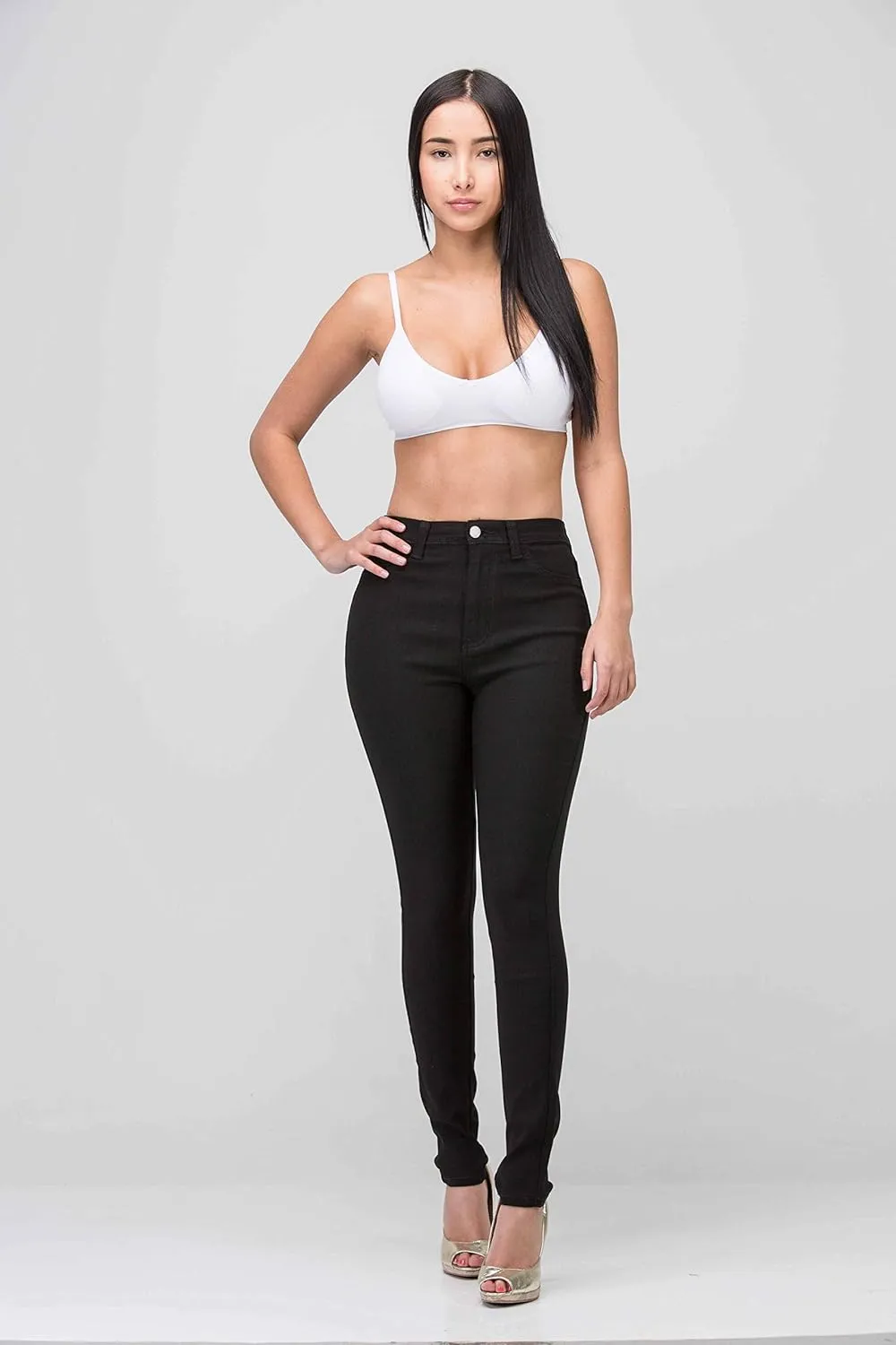 High Waisted-Rise Colored Stretch Skinny Destroyed Ripped Distressed Jeans for Women Olive Mustard RED