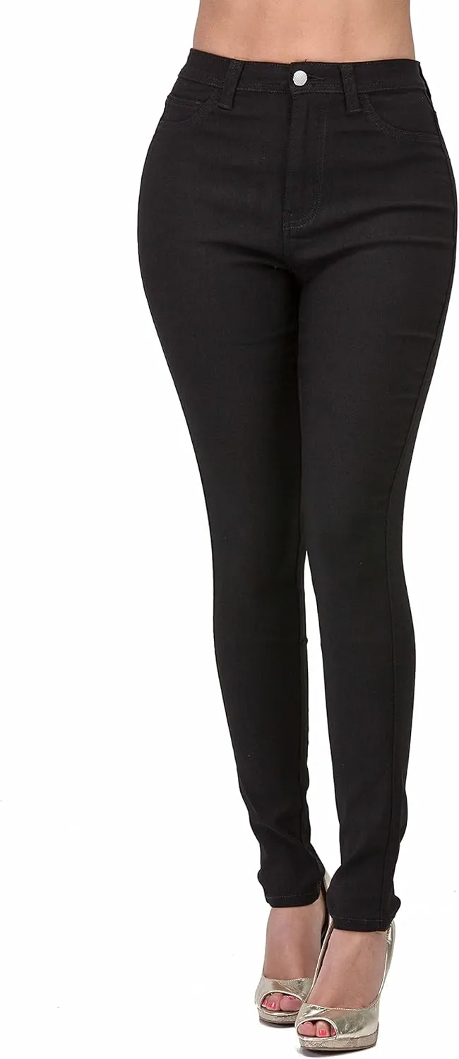High Waisted-Rise Colored Stretch Skinny Destroyed Ripped Distressed Jeans for Women Olive Mustard RED