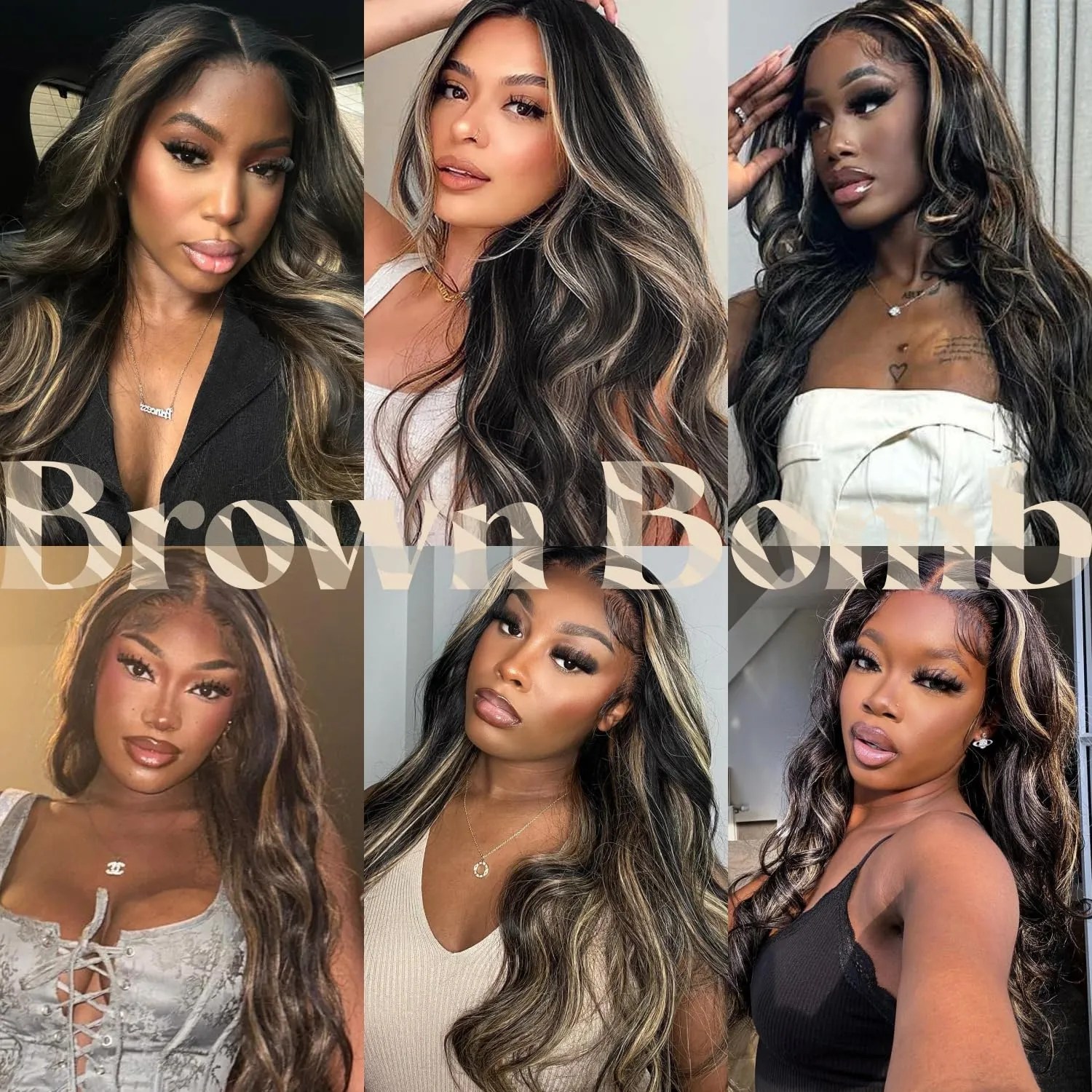 Highlights Synthetic Lace Front Wigs Body Wave Glueless Wigs With Bangs Black Blonde Pre Plucked Pre Cut HD Lace 13x5x1 Middle Part Wigs For Woman 26 Inch