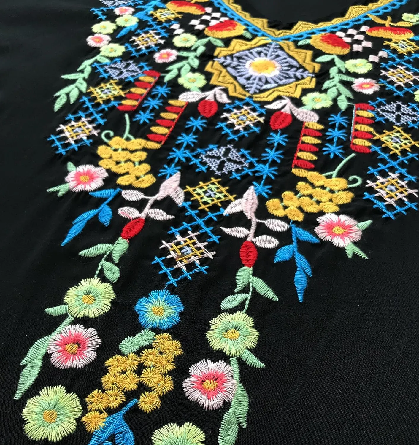 Higustar Mexican Tops for Women Embroidered Shirts Bohemian Hippie Clothes Tunic Fiesta Plus Size Boho Peasant Blouses