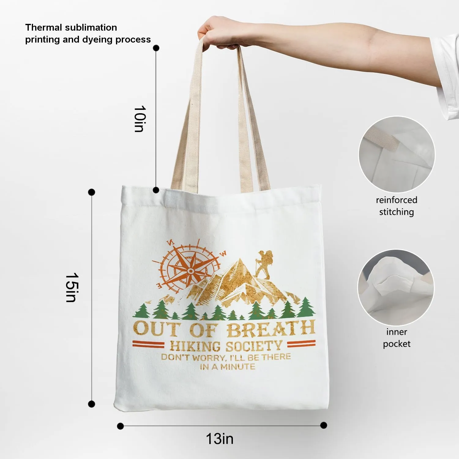 Hiking Lover Gifts Tote Bag, Hikers Mountain Travelers Gifts Canvas Tote Bags for Women, Gift for Adventurous Women
