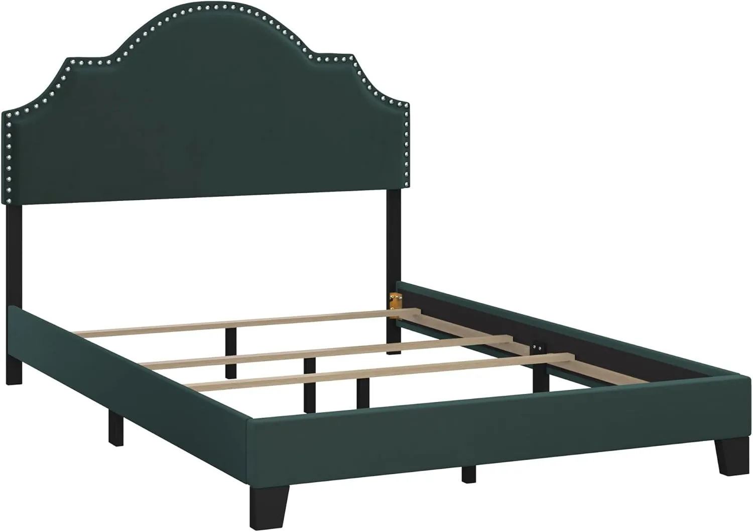 Hillsdale Furniture Cynthia Modern Upholstered Full Bed with Nailhead Headboard, Green