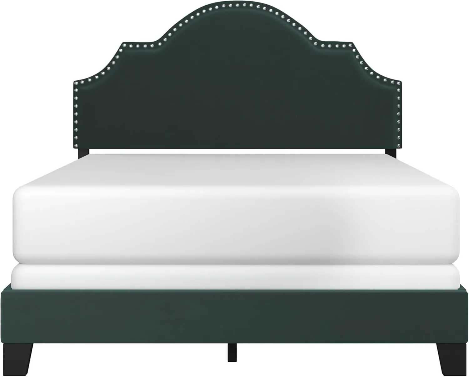 Hillsdale Furniture Cynthia Modern Upholstered Full Bed with Nailhead Headboard, Green