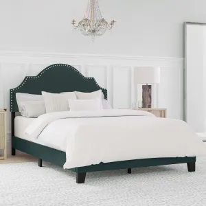 Hillsdale Furniture Cynthia Modern Upholstered Full Bed with Nailhead Headboard, Green