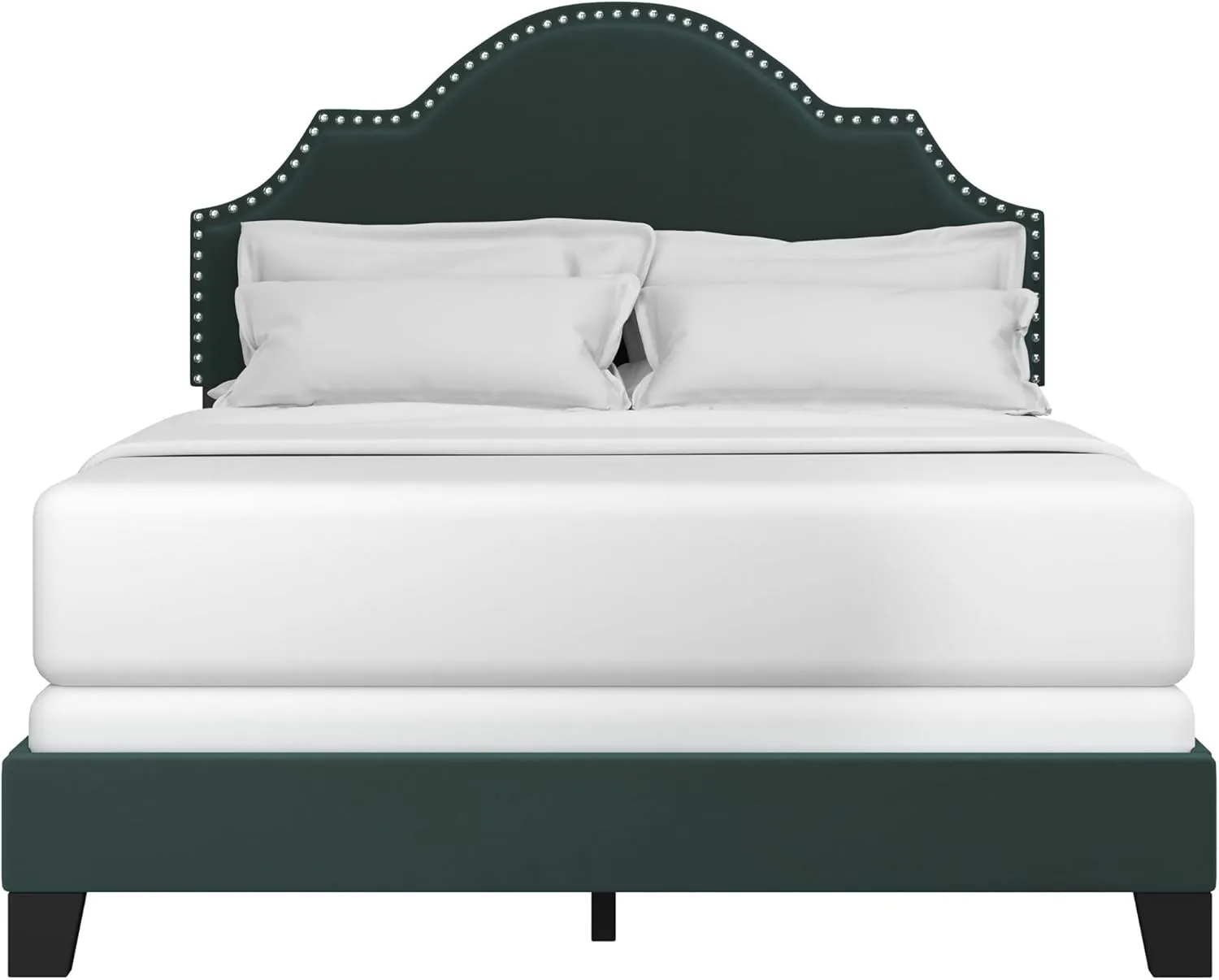 Hillsdale Furniture Cynthia Modern Upholstered Full Bed with Nailhead Headboard, Green