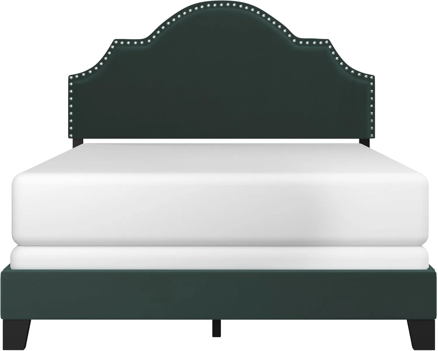 Hillsdale Furniture Cynthia Modern Upholstered Full Bed with Nailhead Headboard, Green
