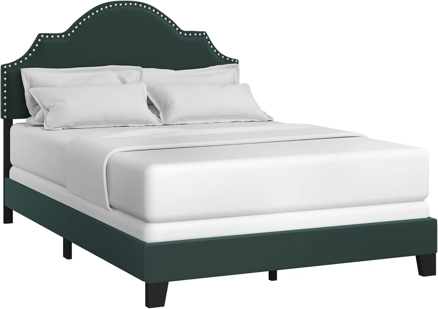 Hillsdale Furniture Cynthia Modern Upholstered Full Bed with Nailhead Headboard, Green