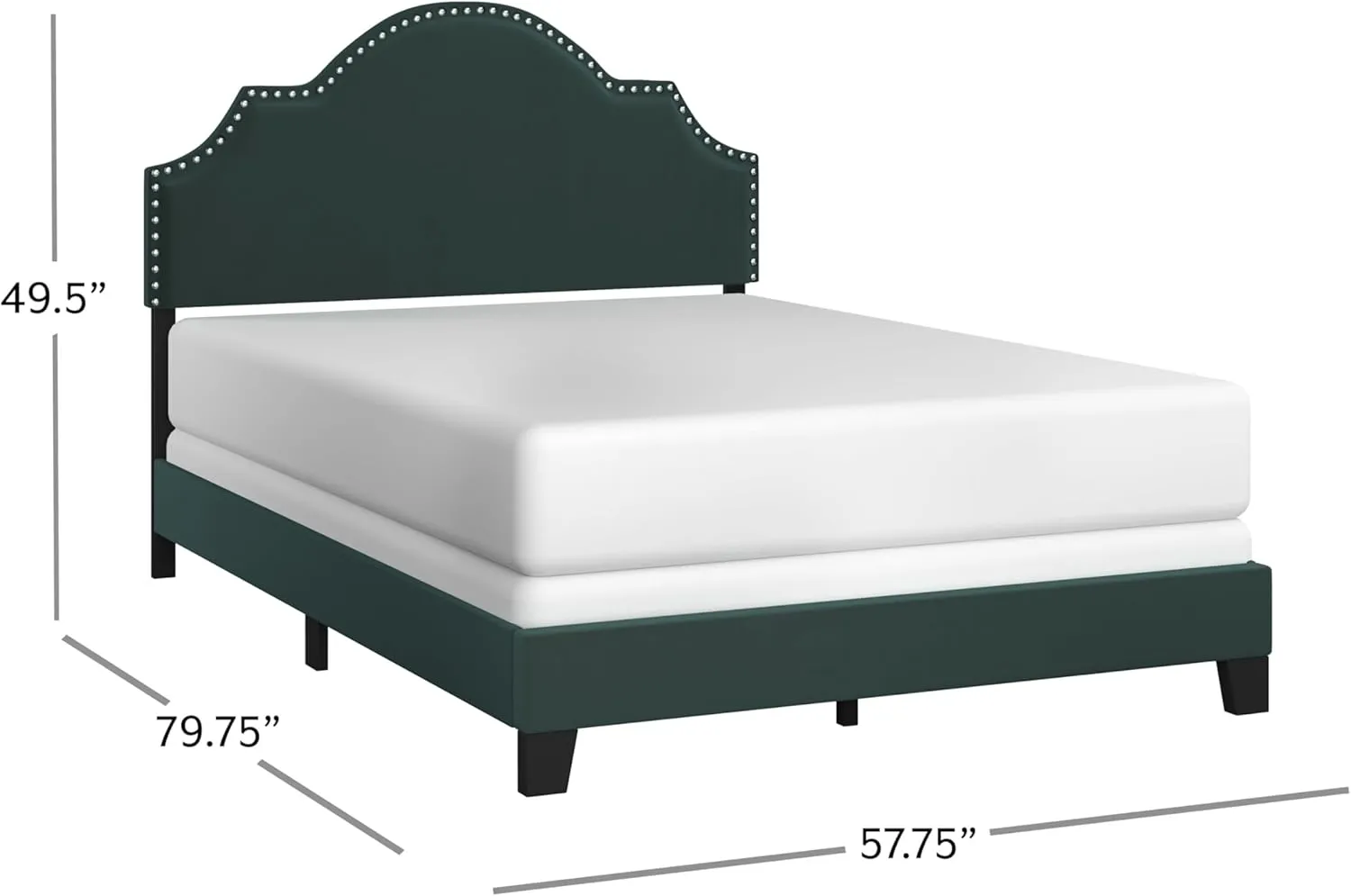 Hillsdale Furniture Cynthia Modern Upholstered Full Bed with Nailhead Headboard, Green