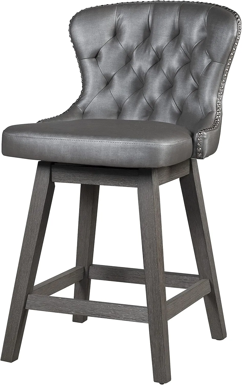 Hillsdale, Rosabella Wood Swivel Counter Height Stool, Wire Brush Gray