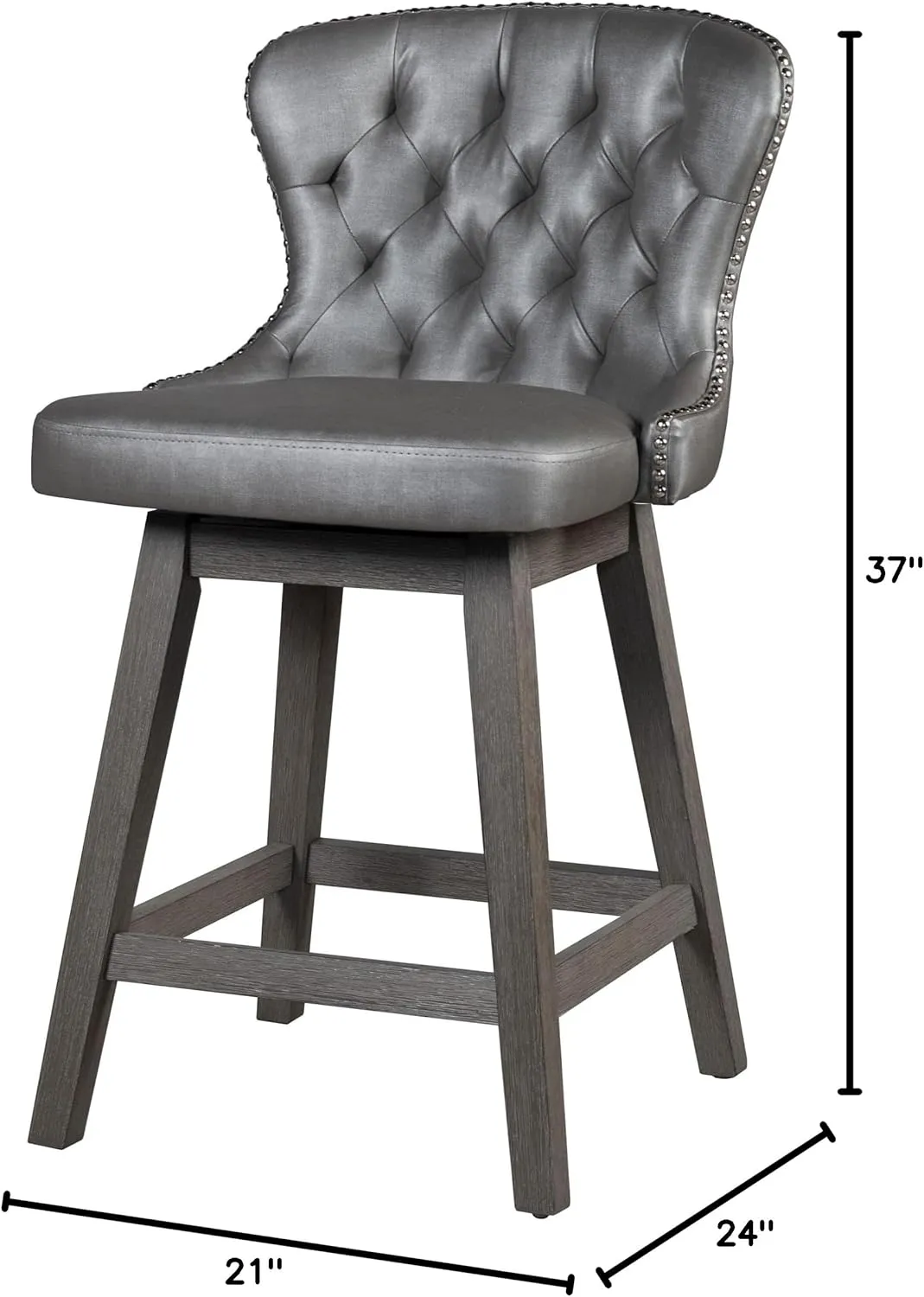 Hillsdale, Rosabella Wood Swivel Counter Height Stool, Wire Brush Gray