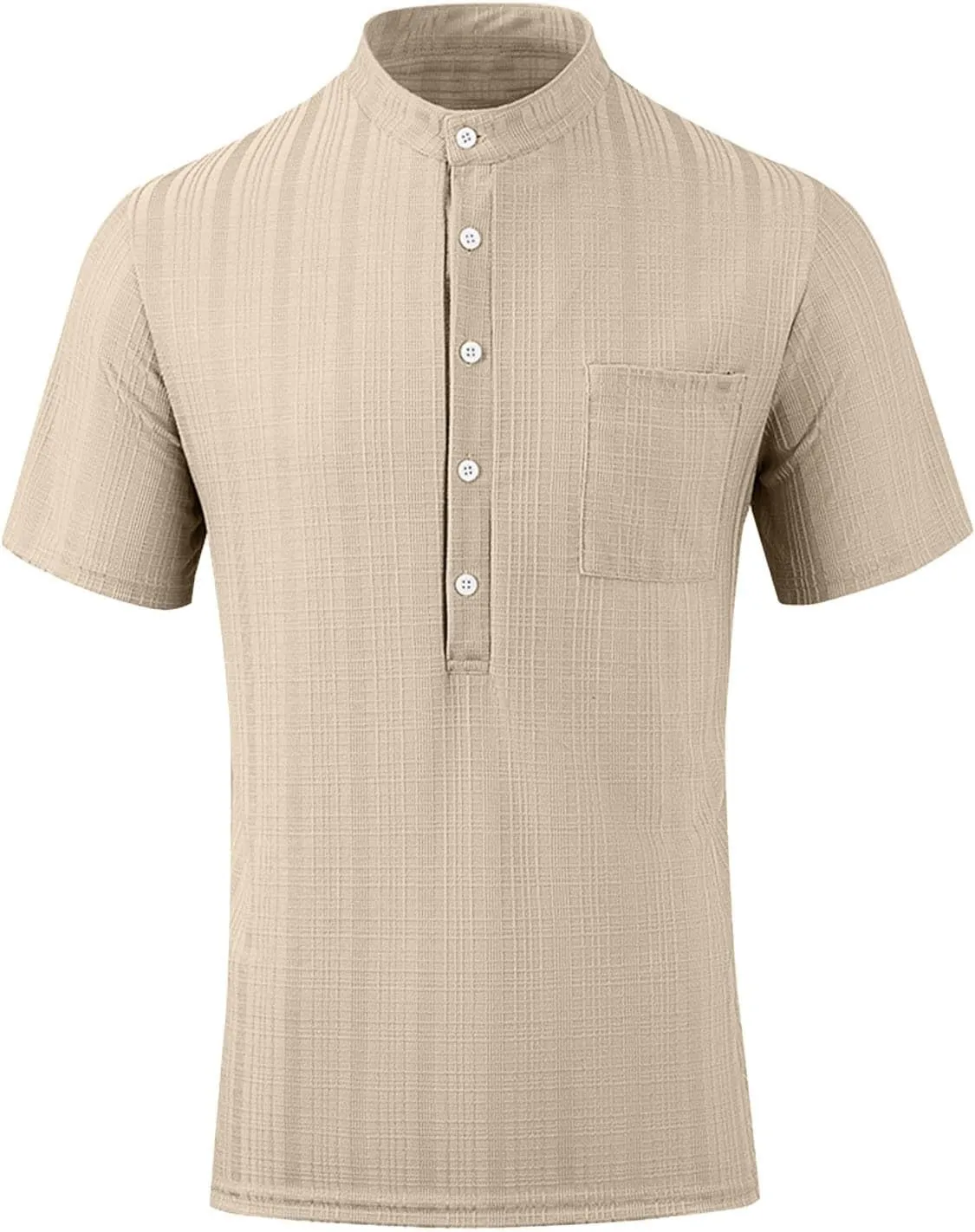 Hippie T-Shirt for Men Solid Color Business Short Sleeve Henley Collar Tees Tops Summer Casual Regular Work Blouse