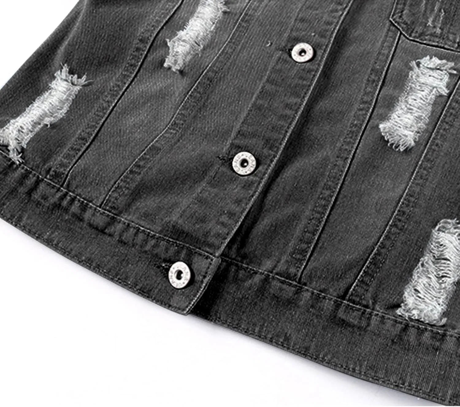 Hixiaohe Women Autumn 3/4 Sleeve Retro Short Denim Jackets Light Blue Jean Coats