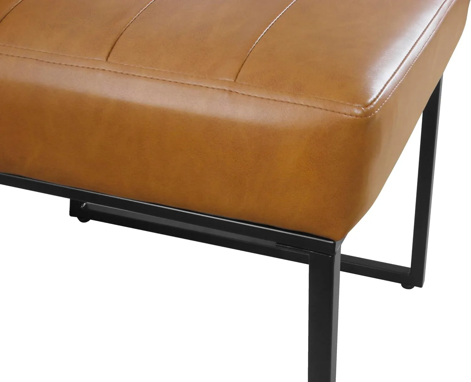 HomePop Channeled Metal Dining Chair Home Décor | Single Pack - Brown Faux Leather