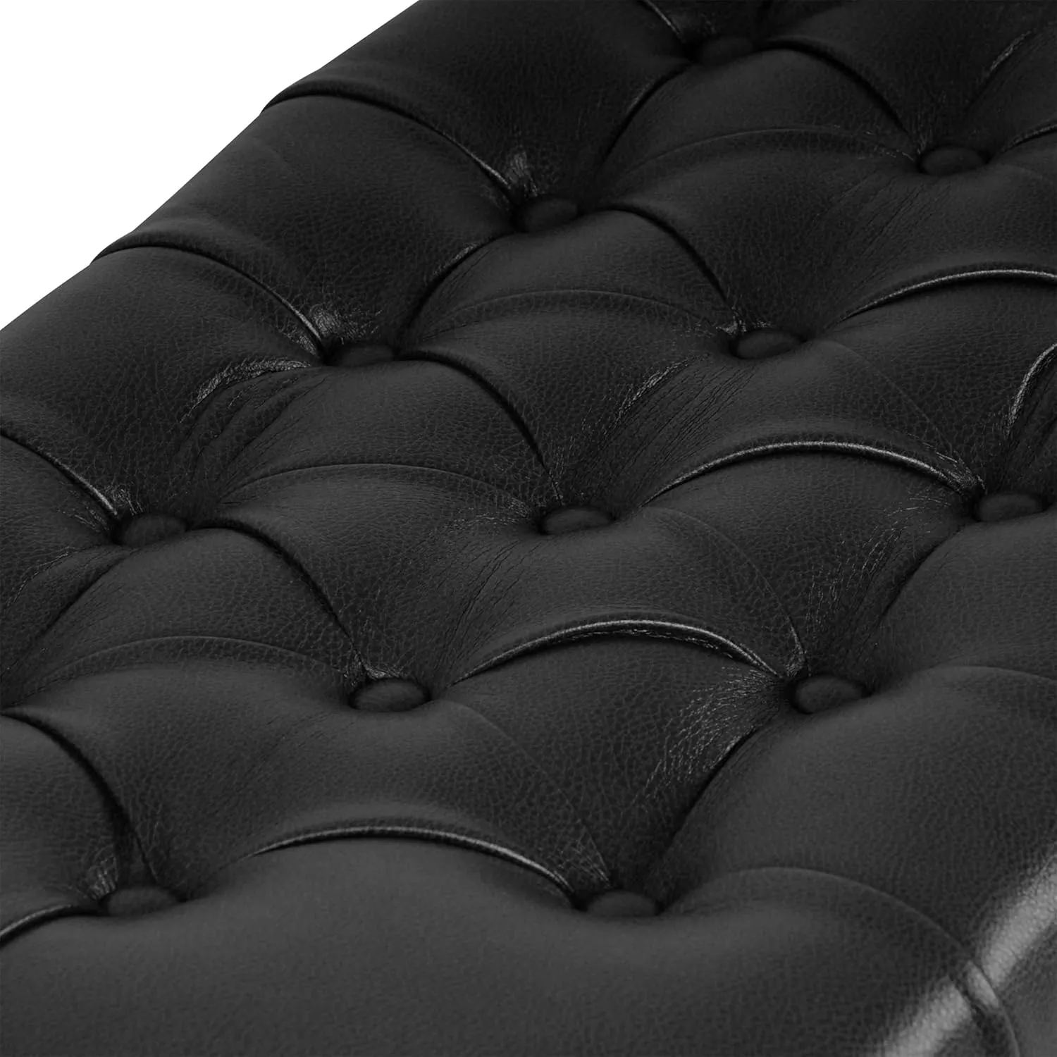 HomePop Home Decor | Button Tufted Storage Bench | Ottoman Bench with Storage for Living Room & Bedroom, Black Faux Leather