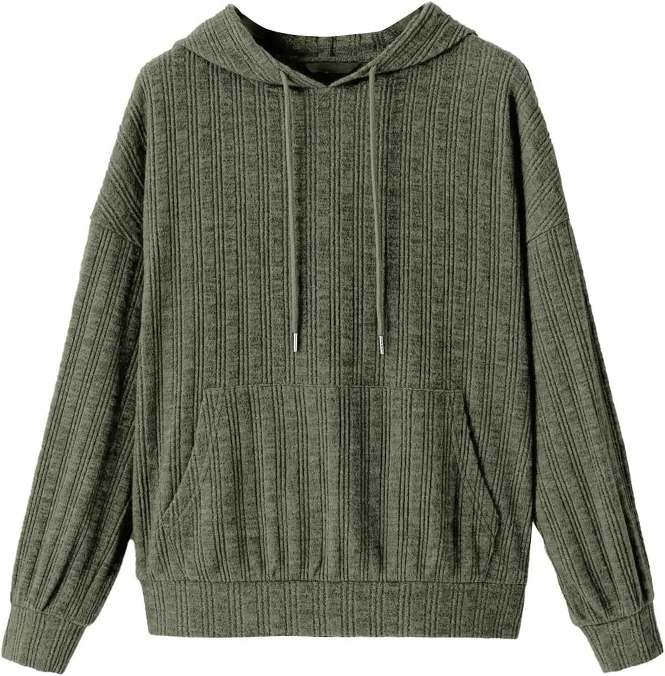 Hoodies Pullover Tops for Women Fashion Drawstring Long Sleeve Sweatshirt with Pockets Casual Solid Color Sweatshirts