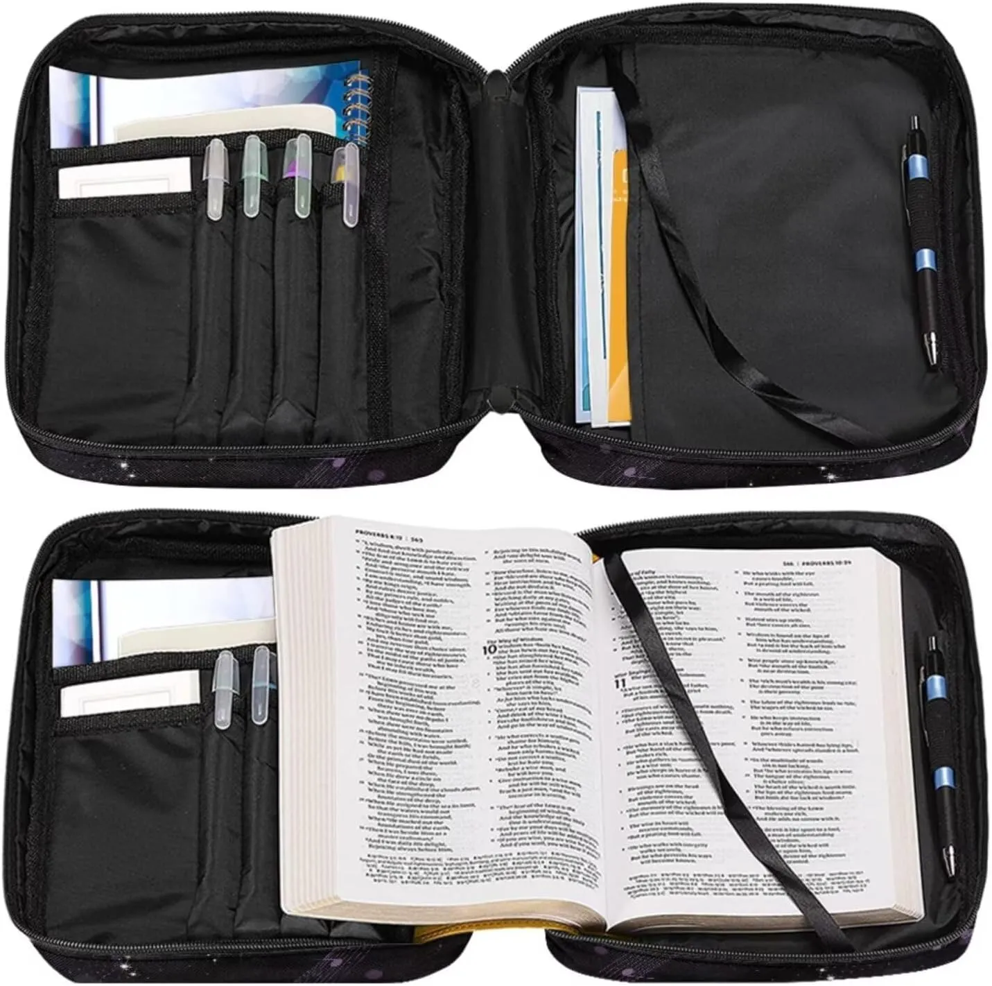 Horse Rose Print Bible Case Bible Bag 3 Piece Bible Carrying Case for Women Leather bookmark Stylish Large Bible Covers