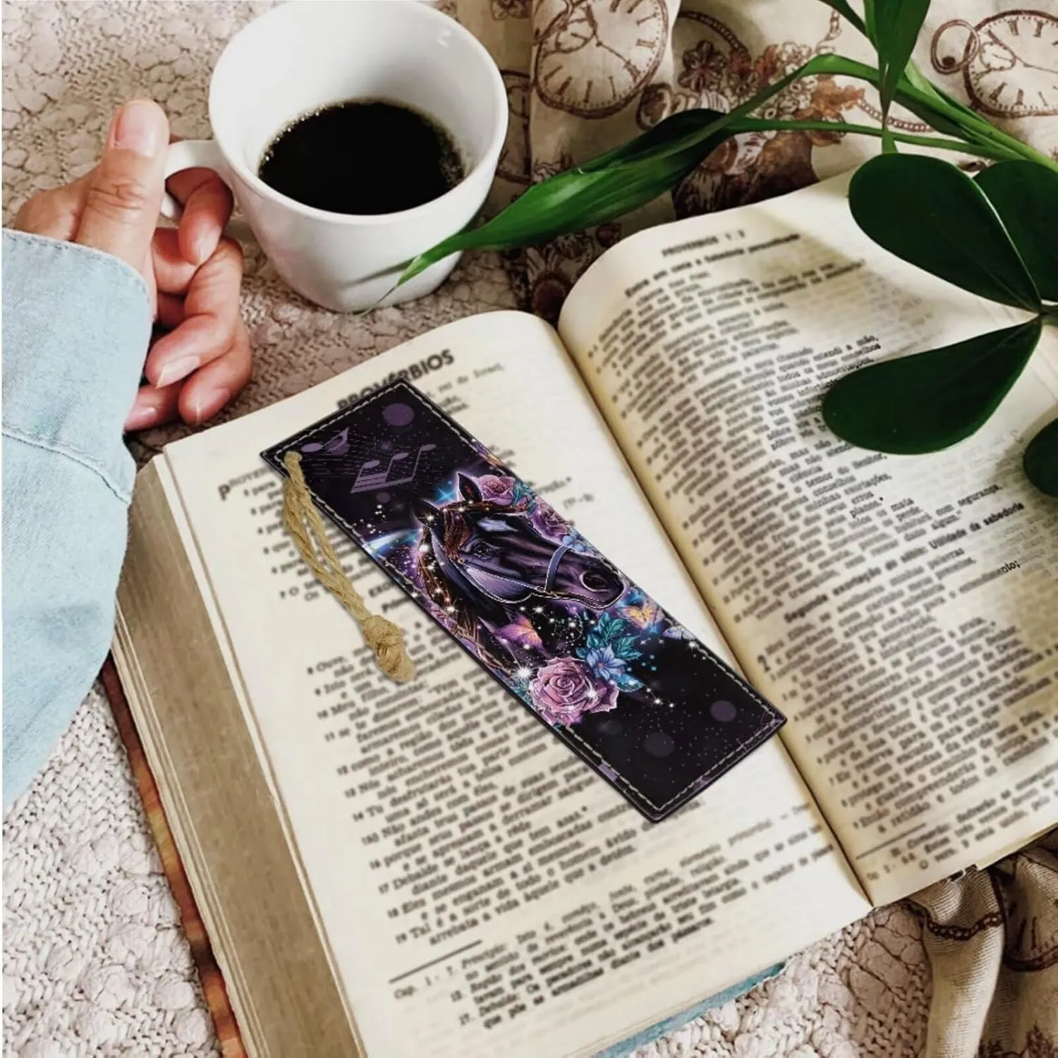 Horse Rose Print Bible Case Bible Bag 3 Piece Bible Carrying Case for Women Leather bookmark Stylish Large Bible Covers