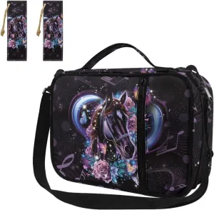 Horse Rose Print Bible Case Bible Bag 3 Piece Bible Carrying Case for Women Leather bookmark Stylish Large Bible Covers