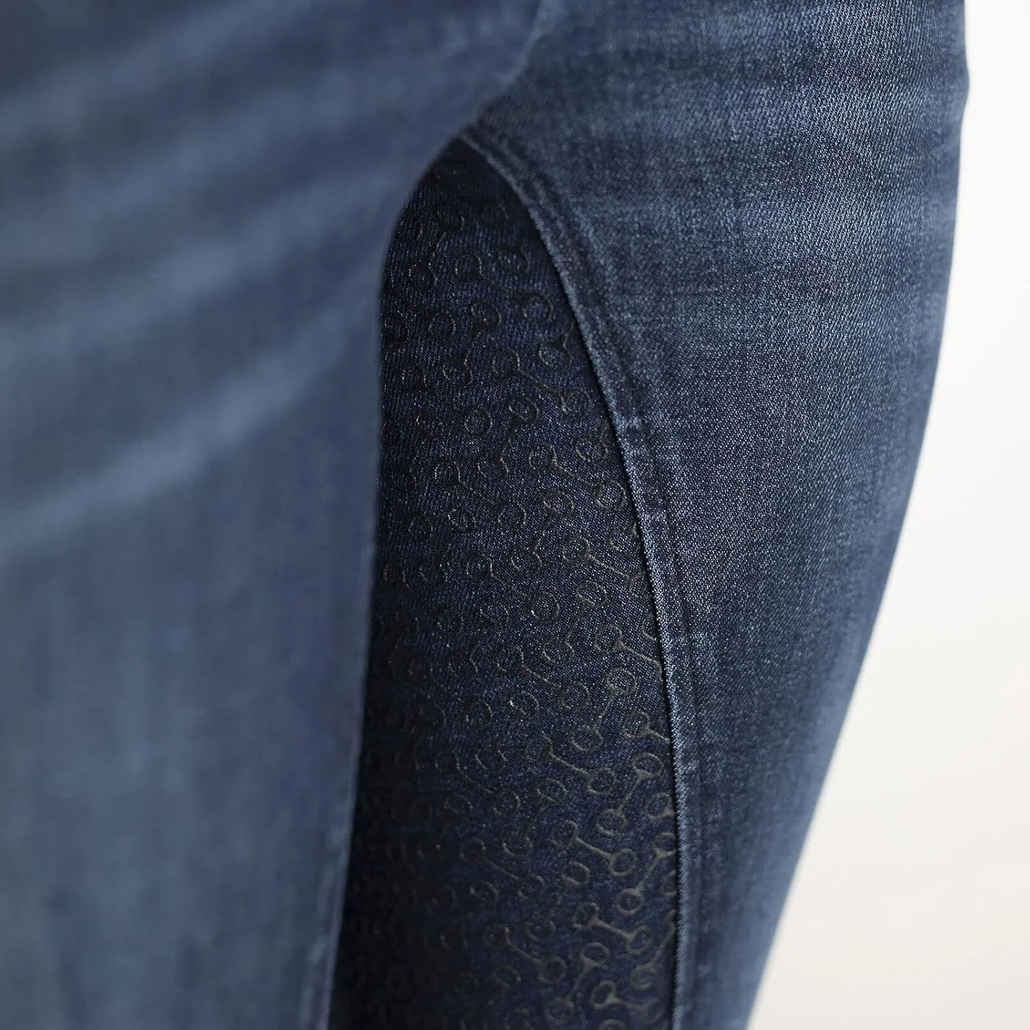 HORZE Kaia Womens Denim Horse Riding Pants | High Waist Silicone Full Seat Breeches | Accurate Size Chart