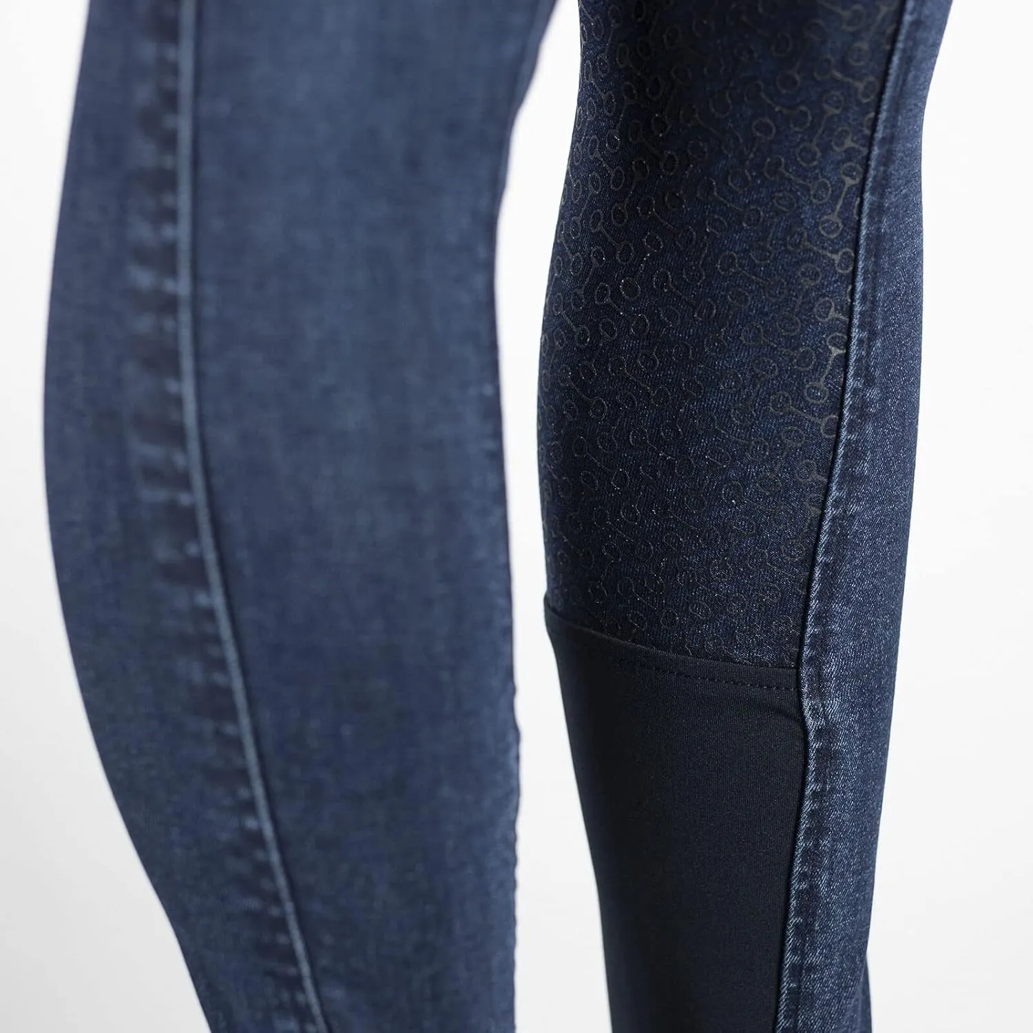 HORZE Kaia Womens Denim Horse Riding Pants | High Waist Silicone Full Seat Breeches | Accurate Size Chart