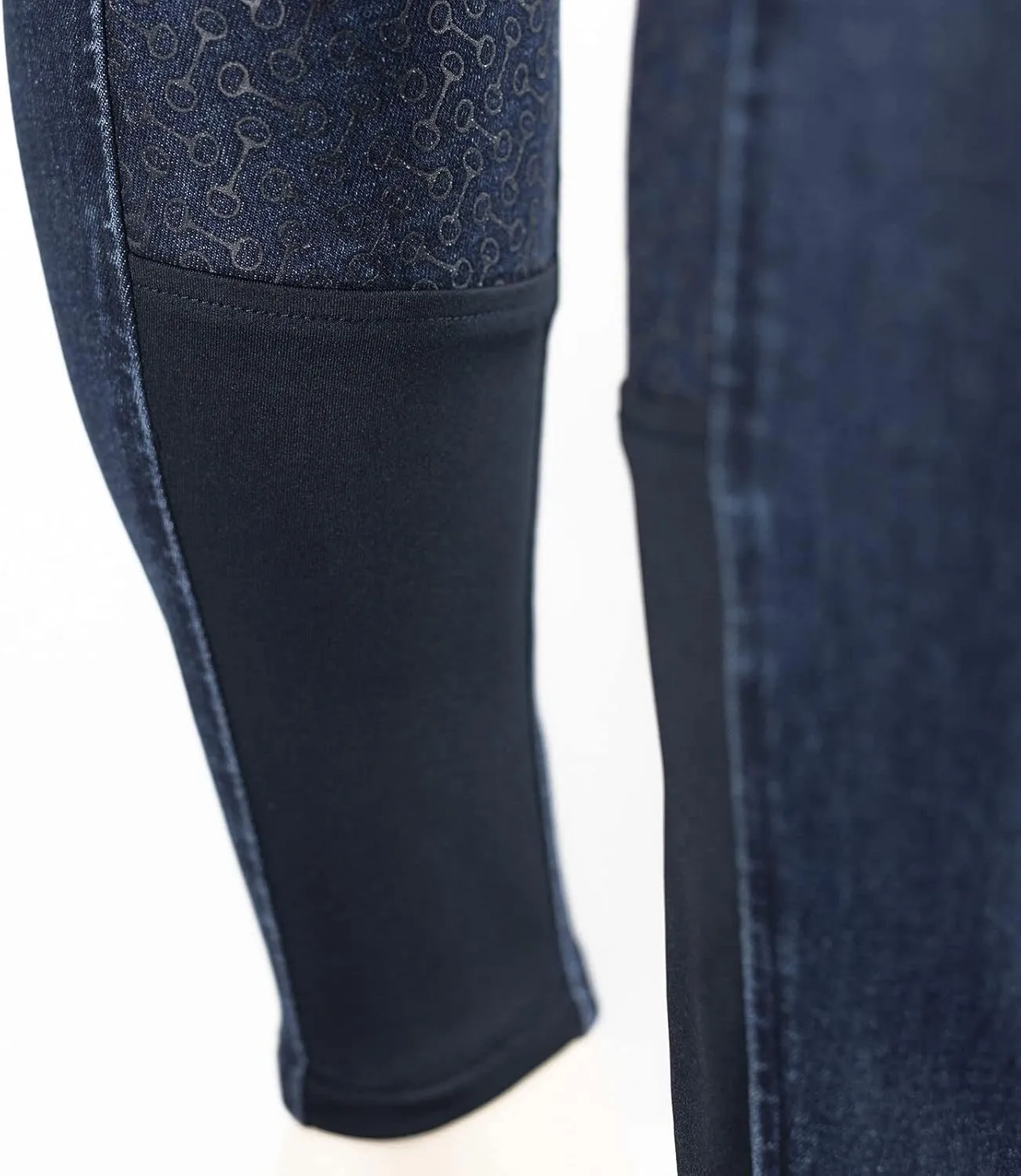 HORZE Kaia Womens Denim Horse Riding Pants | High Waist Silicone Full Seat Breeches | Accurate Size Chart