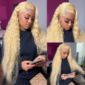 HOTLOVE 613 Lace Front Wig Human Hair, 13x6 Transparent Lace 613 HD Lace Frontal Wig For Women 12A Deep Wave Blonde Lace Front Wigs Human Hair Pre Plucked With Baby Hair 28inch