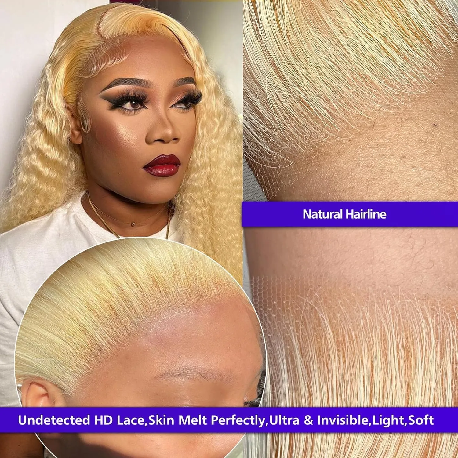 HOTLOVE 613 Lace Front Wig Human Hair, 13x6 Transparent Lace 613 HD Lace Frontal Wig For Women 12A Deep Wave Blonde Lace Front Wigs Human Hair Pre Plucked With Baby Hair 28inch