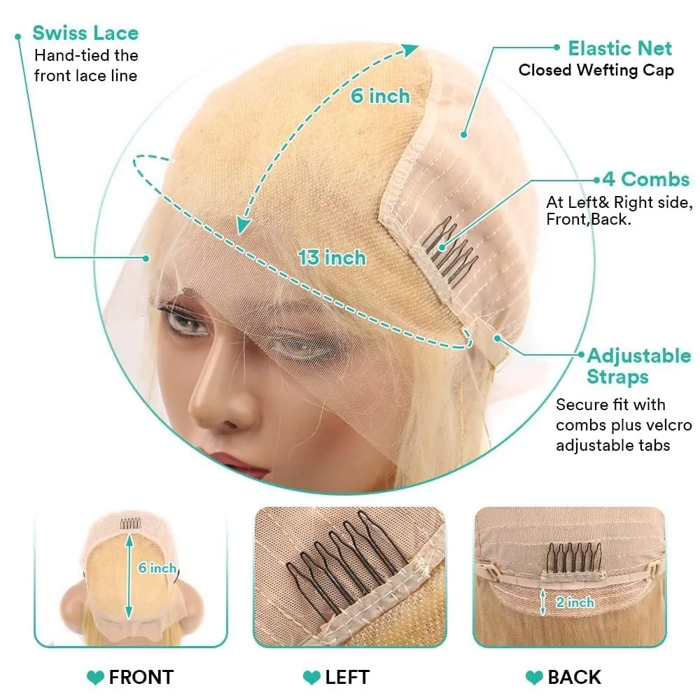 HOTLOVE 613 Lace Front Wig Human Hair, 13x6 Transparent Lace 613 HD Lace Frontal Wig For Women 12A Deep Wave Blonde Lace Front Wigs Human Hair Pre Plucked With Baby Hair 28inch