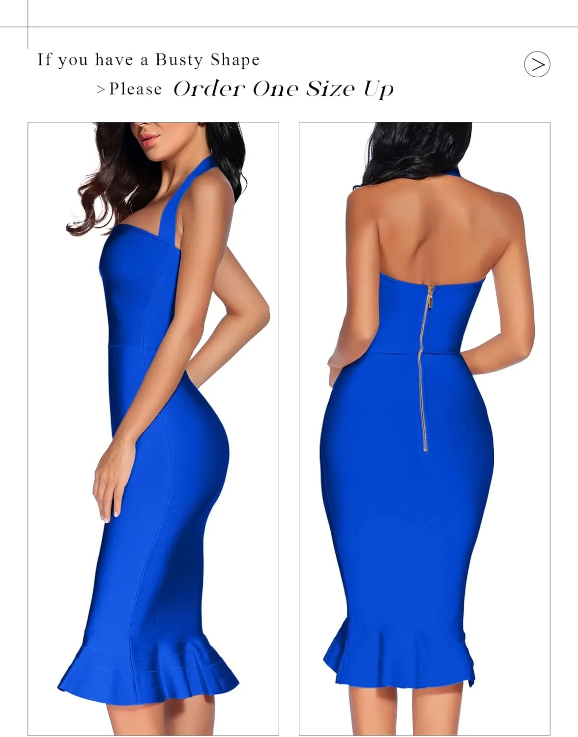 houstil Women's V Neck Halter Fishtail Bandage Bodycon Dress Party