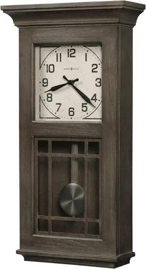 Howard Miller Amos Wooden Pendulum Wall Clock - Vintage Style with Westminster Quartz Chime, Old World Heirloom Design, Battery Operated Wall Decor Perfect for Living Room or Office Decor