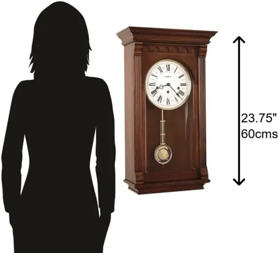 Howard Miller Webber Wall Clock II 549-503 – Windsor Cherry, Brass Pendulum with Mechanical, Key-Wound, Single-Chime Movement
