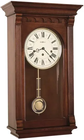 Howard Miller Webber Wall Clock II 549-503 – Windsor Cherry, Brass Pendulum with Mechanical, Key-Wound, Single-Chime Movement