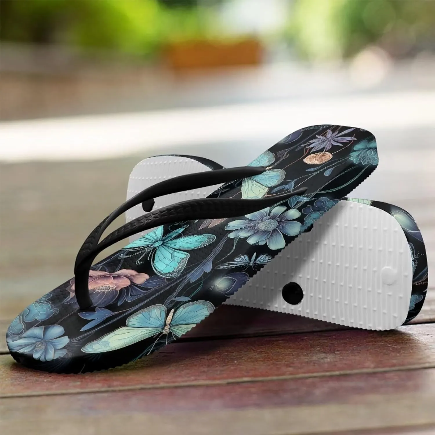 Howilath Fruit Pattern Non-Slip Flip Flops for Women Beach Flat Thong Sandals Rubber Single Band Slippers for Summer Pools