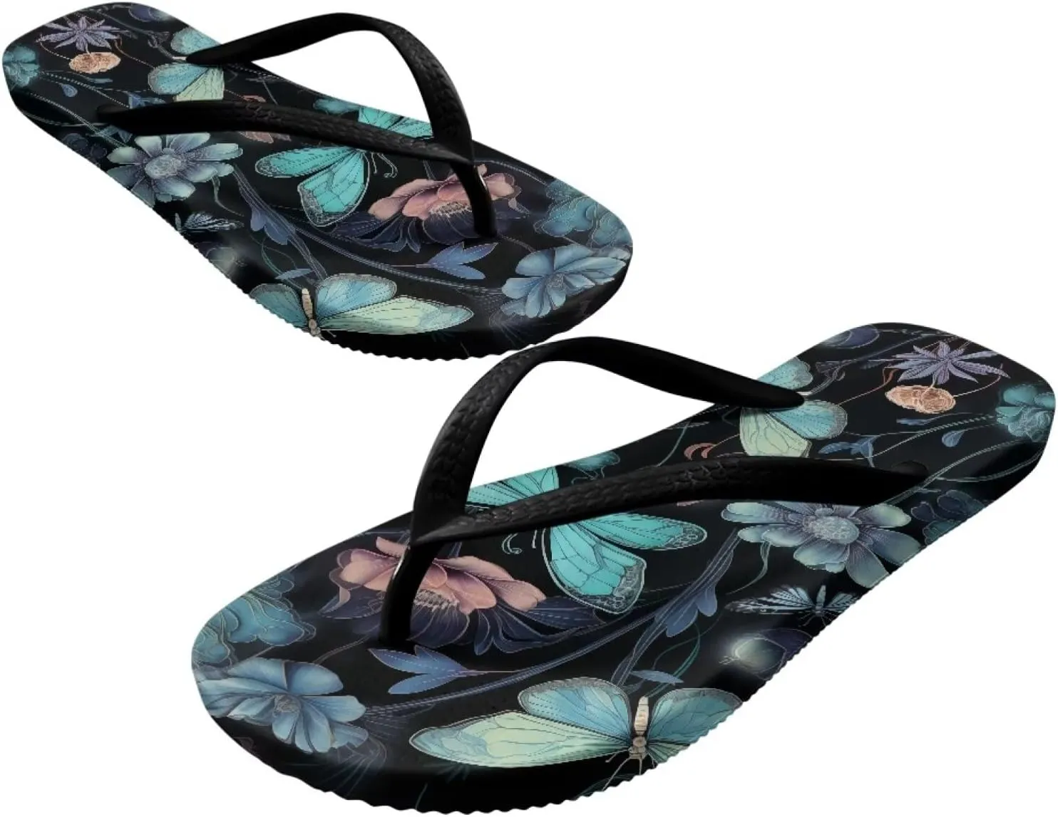 Howilath Fruit Pattern Non-Slip Flip Flops for Women Beach Flat Thong Sandals Rubber Single Band Slippers for Summer Pools