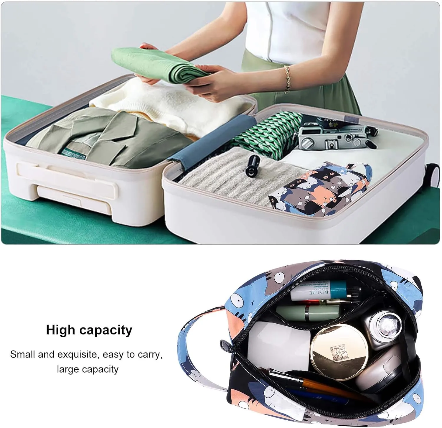 HUA ANEGL Floral Cosmetic Bag - Travel Toiletry Cosmetic Bags for Women Zipper Makeup Pouch Purse Cosmetic Bag Organizer Case