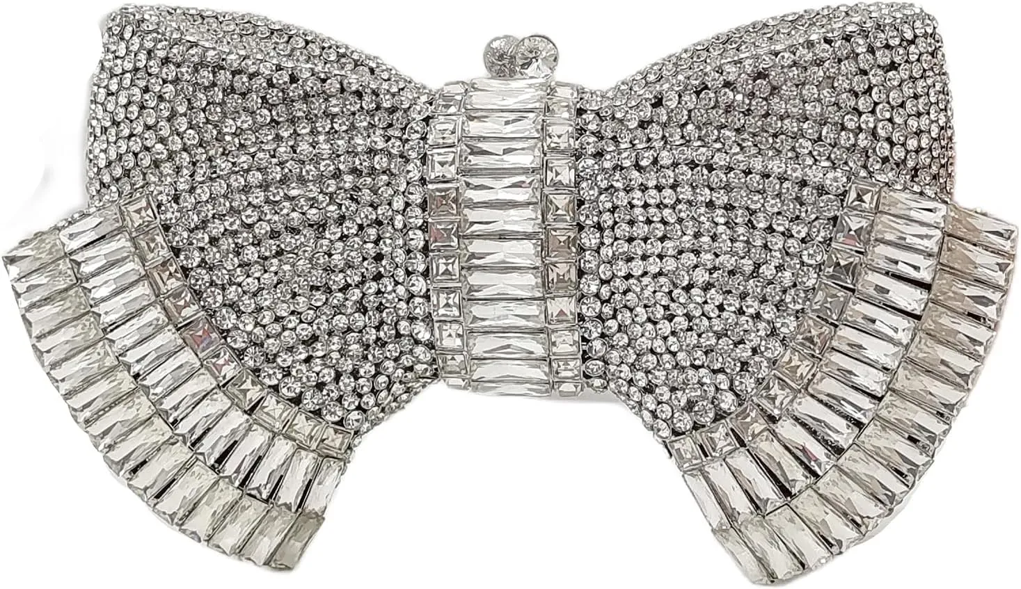 HUANG ZHUANG Bowknot Luxury Crystal Clutch Women Glitter Rhinestone Evening Bag for Party Wedding