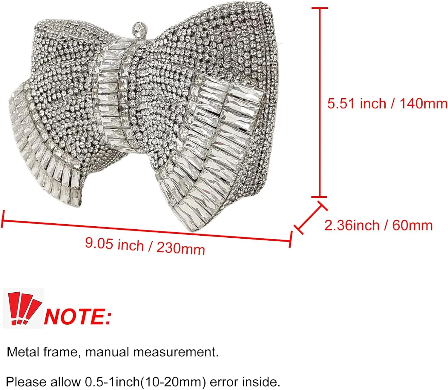 HUANG ZHUANG Bowknot Luxury Crystal Clutch Women Glitter Rhinestone Evening Bag for Party Wedding