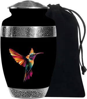 Humming Bird Memorial Ashes for Adult - Cremation Urn for Adult Men & Women - 10 Inch - Large with Velvet Bag - Ashes Urns Human Remains - Memorial Burial Urn for Mom & Dad - Cremation Urns