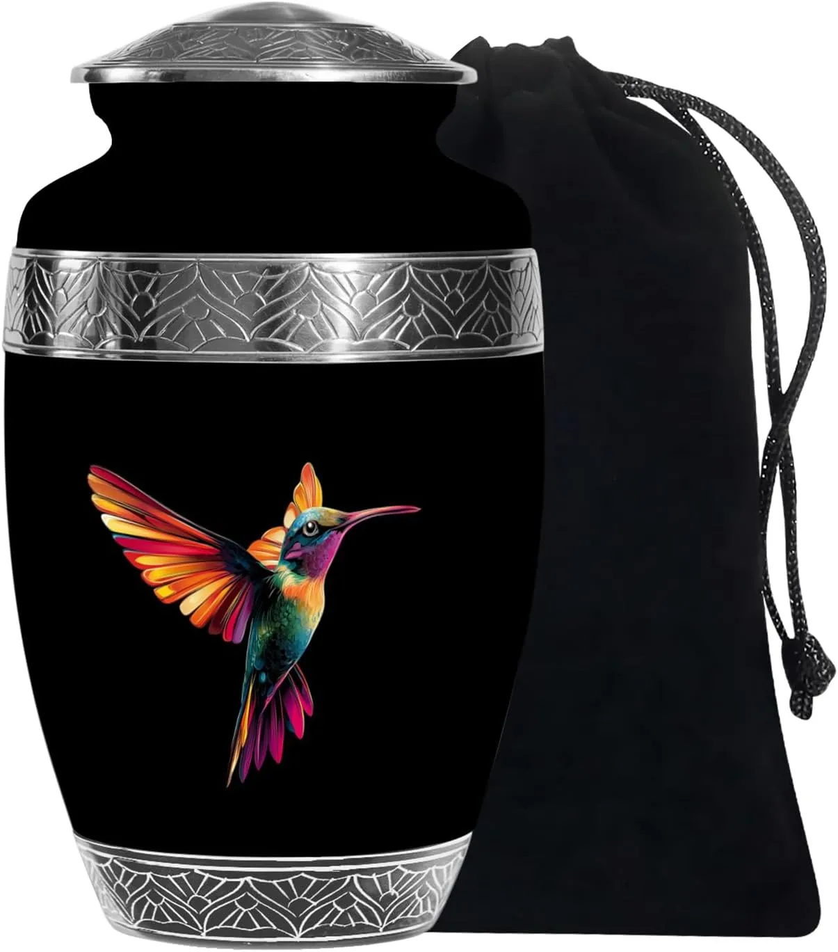 Humming Bird Memorial Ashes for Adult - Cremation Urn for Adult Men & Women - 10 Inch - Large with Velvet Bag - Ashes Urns Human Remains - Memorial Burial Urn for Mom & Dad - Cremation Urns