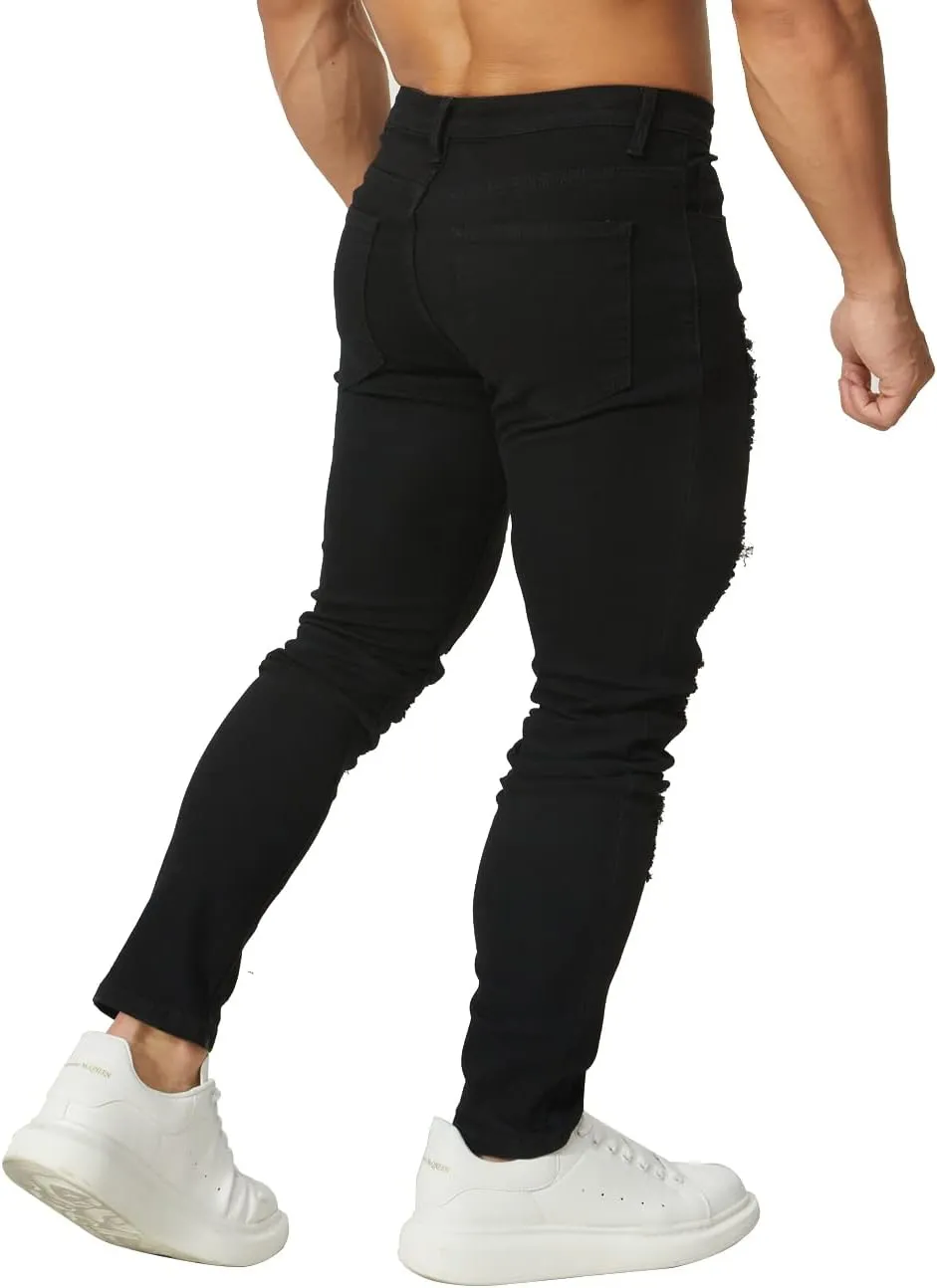 HUNGSON Men's Ripped Skinny Jeans Stretchy Slim Fit Jeans Pants for Men