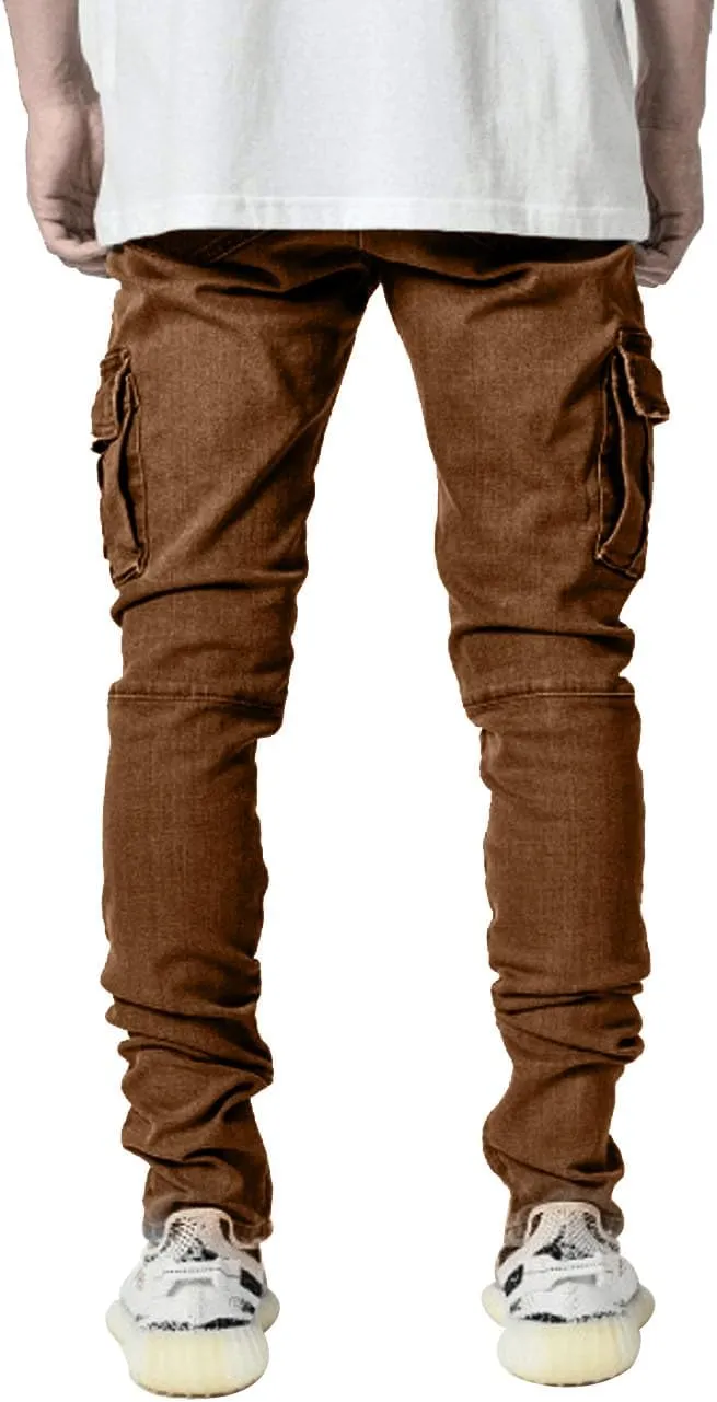 HUNGSON Men's Slim Fit Stretch Jeans Ripped Skinny Jeans for Men, Distressed Straight Leg Fashion Comfort Flex Waist Pants