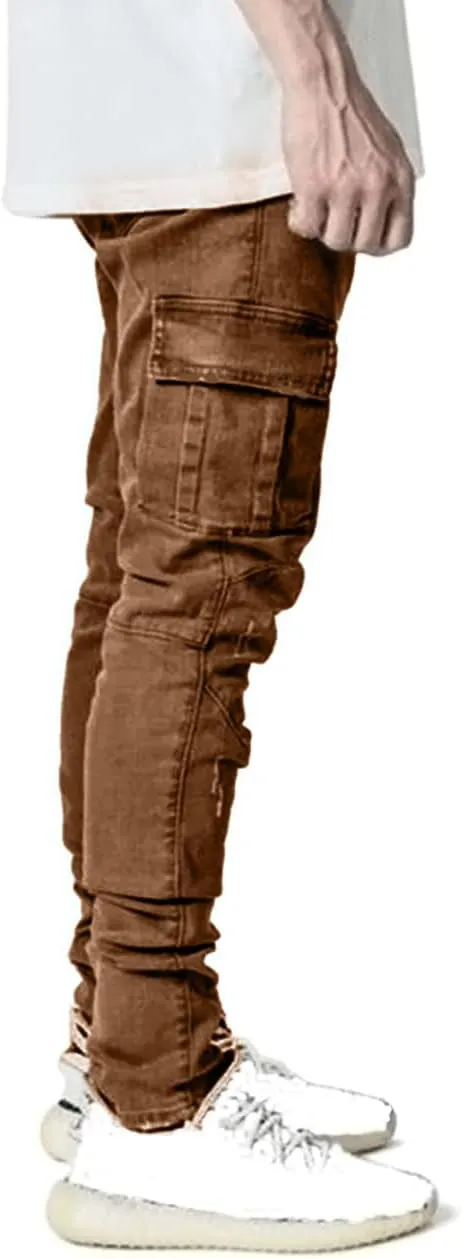 HUNGSON Men's Slim Fit Stretch Jeans Ripped Skinny Jeans for Men, Distressed Straight Leg Fashion Comfort Flex Waist Pants